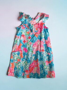 LILLY PULITZER Girls Alessa Surf Blue Lusciously Lion Dress size XL (12-14)